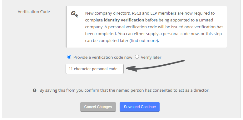 New Companies House Code