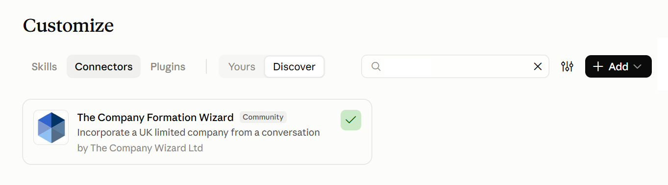 The Company Wizard Connector option